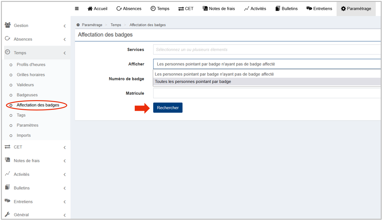 Comment retrouver à qui a été attribué un numéro de badge ? [oHRis]